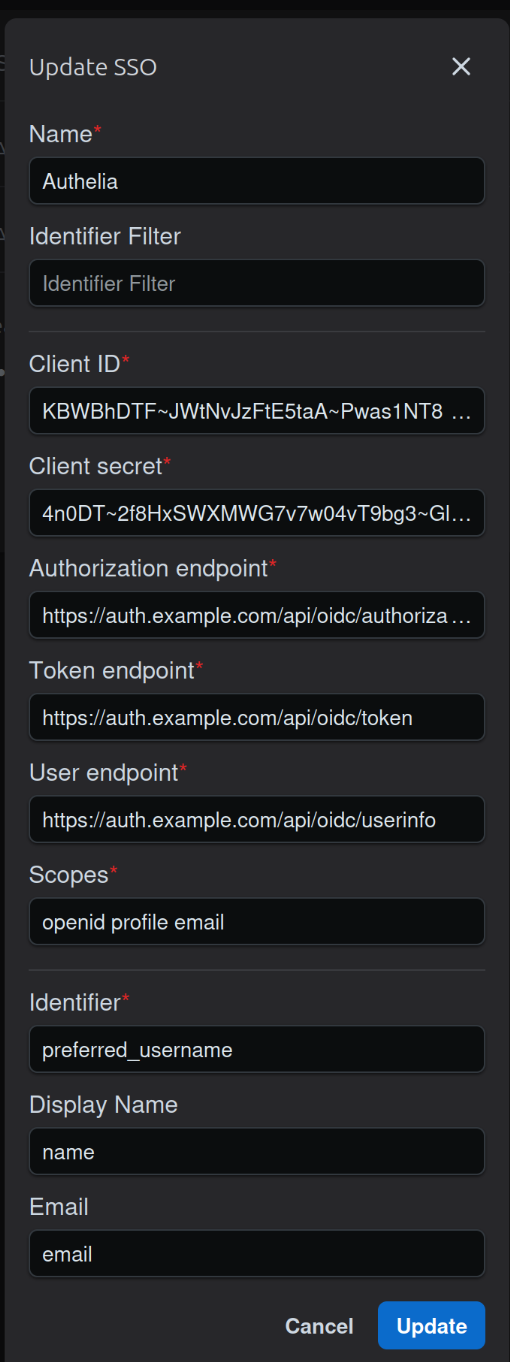 An example of Authelia OAUTH2 in Memos